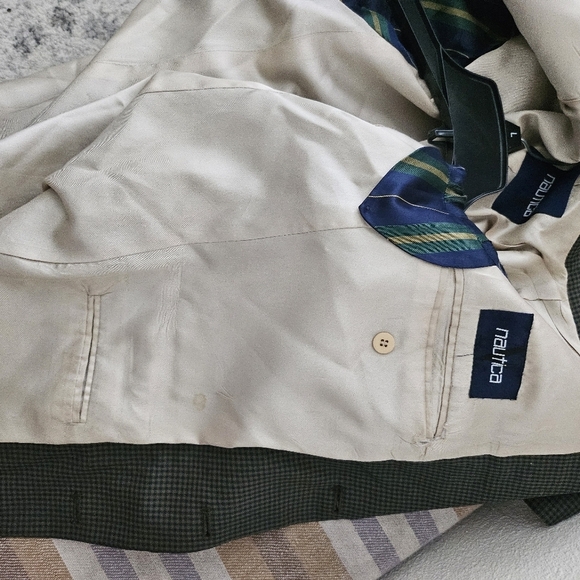 Nautica Men's Brown Elegant Formal Plaid Business occasion Blazer Jacket Size - Picture 15 of 16